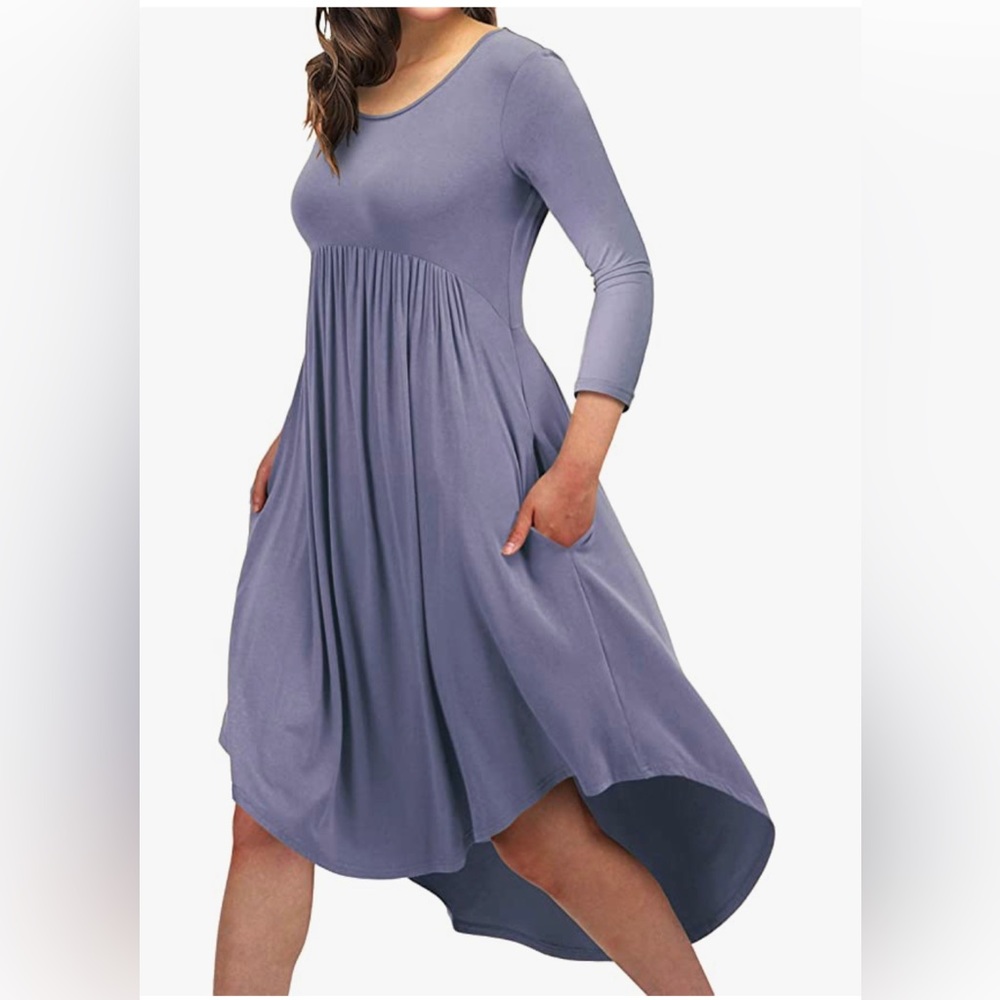 EASYDWELL Women Casual Loose Comfy Flowy T-Shirt Dress with Pockets Size M